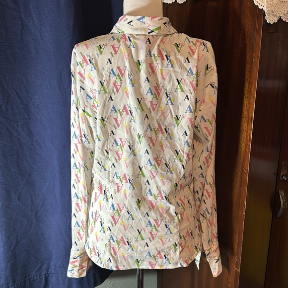 A-line retro printed button down blouse - Picture 3 of 5